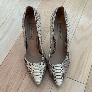 Steve Madden Cream and Black Snakeskin Heels